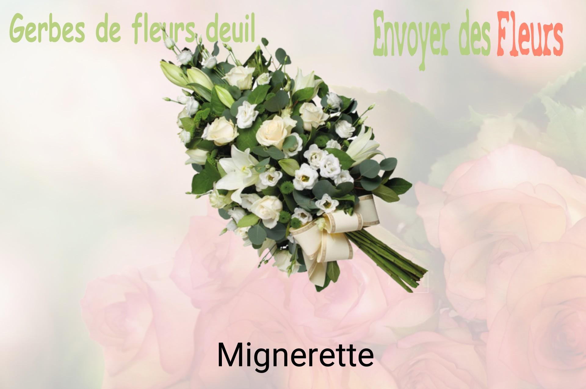 Gerbe de fleurs de deuil livrée à Mignerette